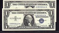 Fr.1620, 1957A $1 Silver Certificate, A-A Block, Gem CU Consecutive Pair